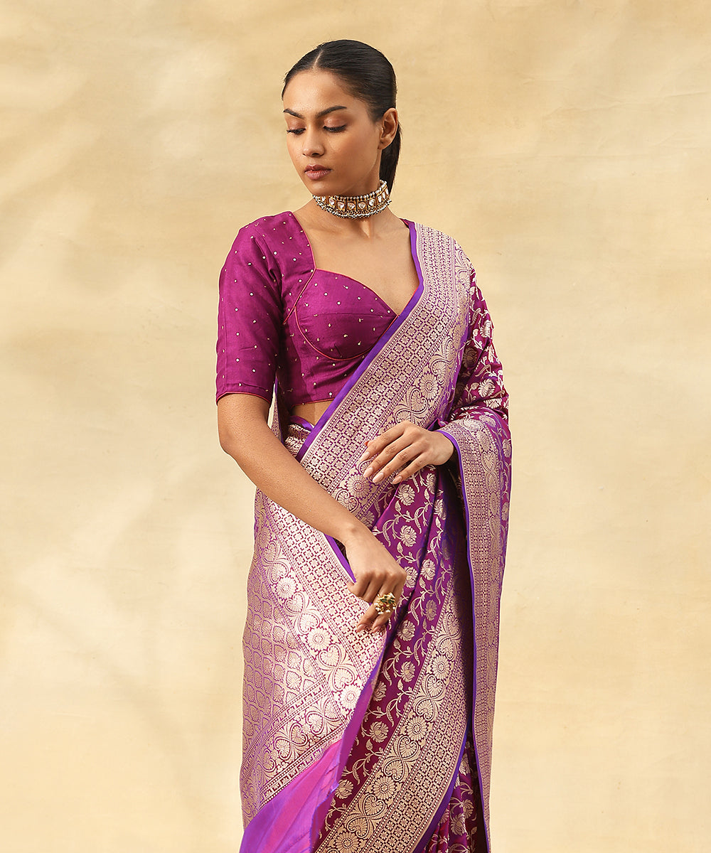 Handloom_Purple_Pure_Katan_Silk_Banarasi_Saree_With_Zari_Jaal_And_Flowers_WeaverStory_01