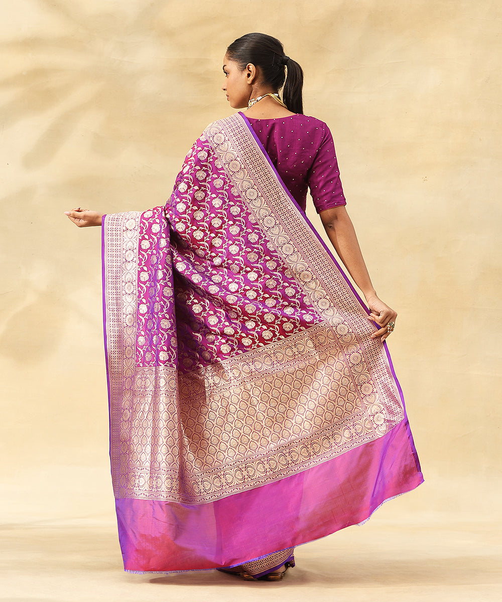Handloom_Purple_Pure_Katan_Silk_Banarasi_Saree_With_Zari_Jaal_And_Flowers_WeaverStory_03