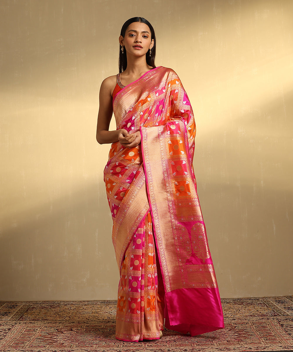 Orange_And_Pink_Handloom_Pure_Katan_Silk_Rangkaat_Banarasi_Saree_WeaverStory_02