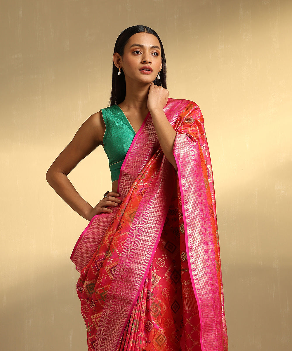 Pink_Handloom_Pure_Katan_Silk_Banarasi_Patola_Saree_With_Meenakari_WeaverStory_02