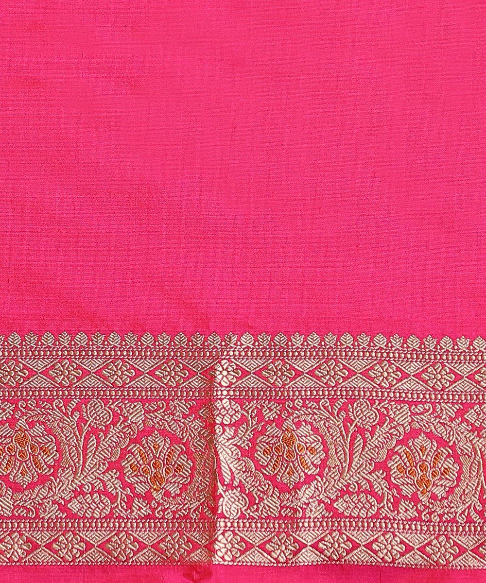 Handloom_Hot_Pink_Pure_Katan_Silk_Jangla_Banarasi_Saree_With_Meenakari_Bel_WeaverStory_05
