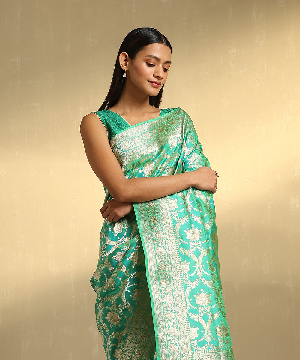 Handloom_Aqua_Green_Pure_Katan_Silk_Jangla_Banarasi_Saree_With_Cutwork_Weave_WeaverStory_02