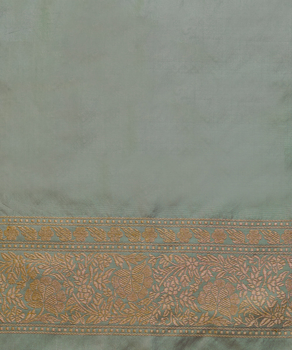 Handloom_Pink_Pure_Katan_Silk_Kadhwa_Banarasi_Saree_With_Green_Border_WeaverStory_05