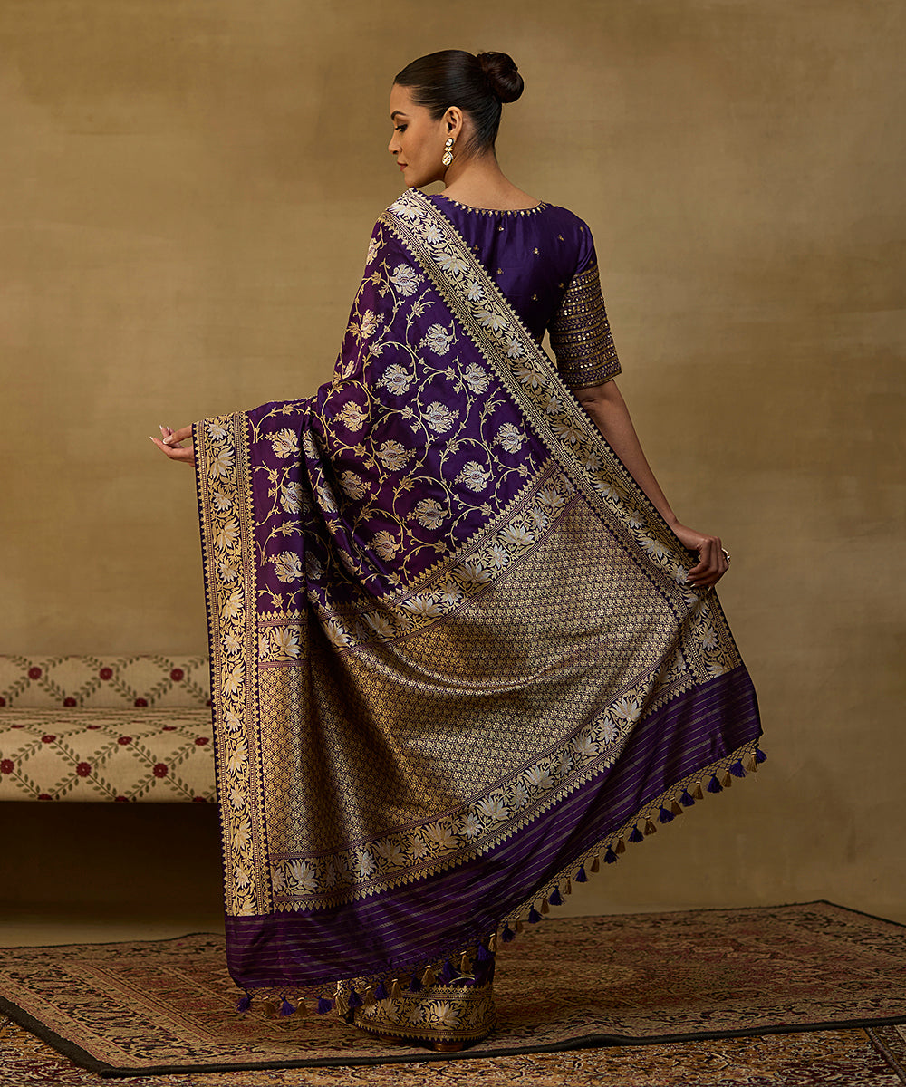 Handloom_Purple_Pure_Katan_Silk_Kadhwa_Banarasi_Saree_With_Gold_And_Silver_Zari_WeaverStory_03