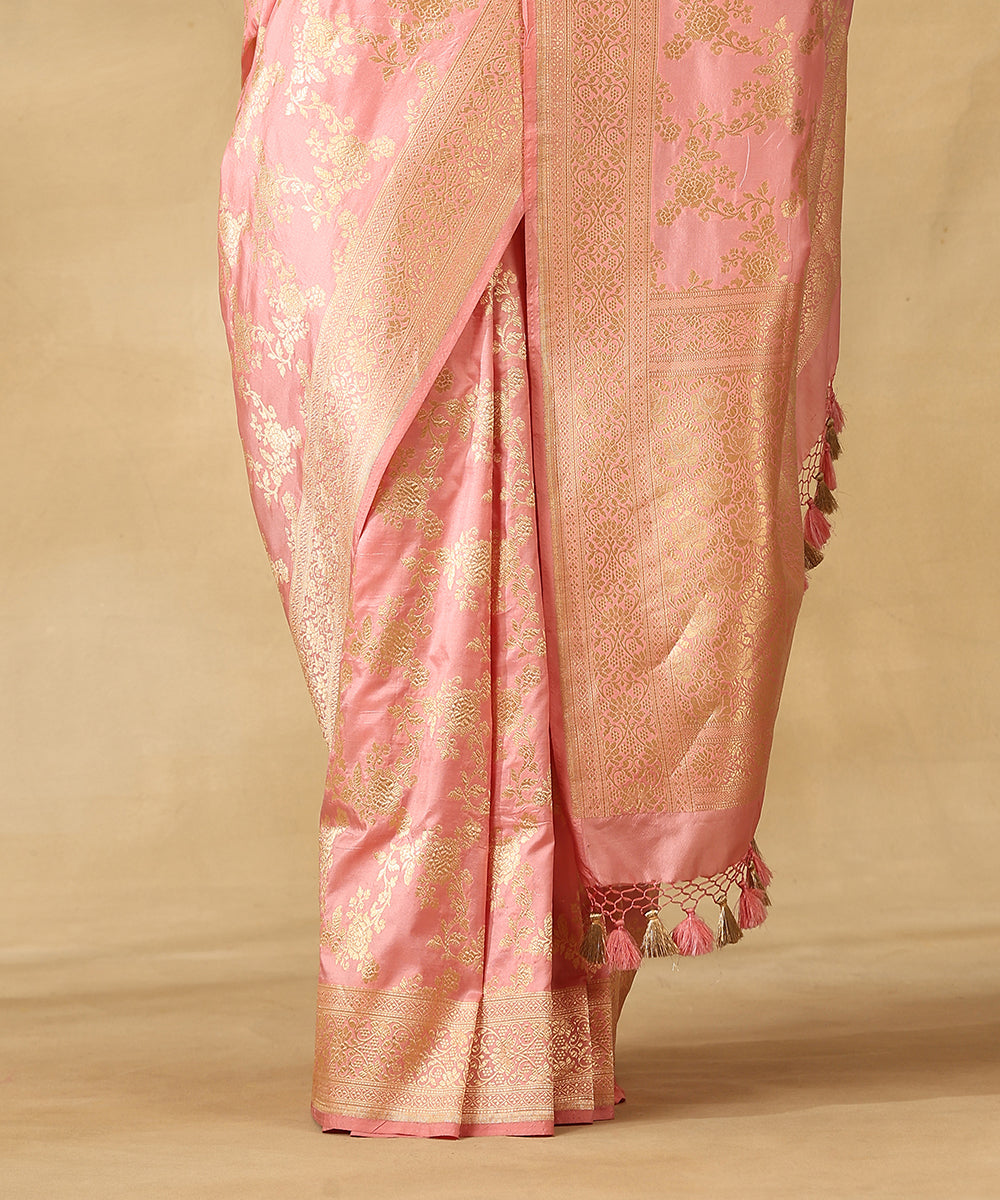 Handloom_Baby_Pink_Pure_Katan_Silk_Banarasi_Saree_With_Champagne_Gold_Zari_Cutwork_Floral_Jaal_WeaverStory_04