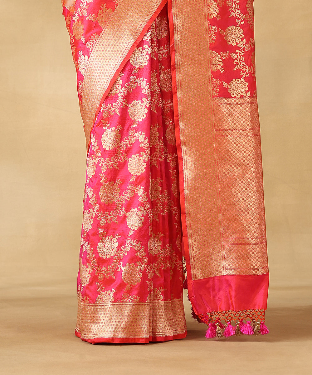Handloom_Pink_And_Orange_Dual_Tone_Pure_Katan_Silk_Banarasi_Saree_With_Gold_Zari_Cutwork_Jaal_WeaverStory_04