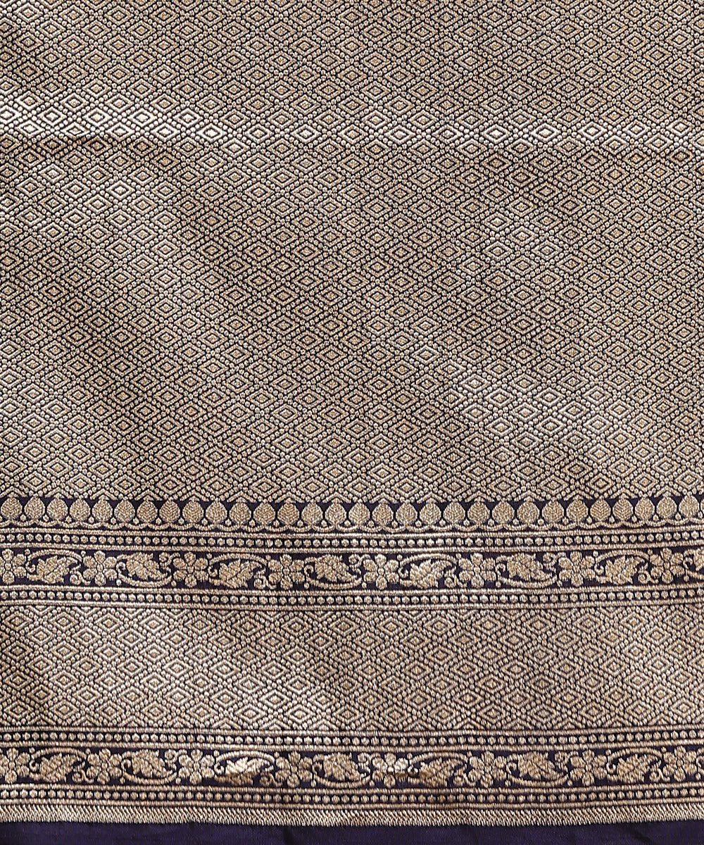 Handloom_Ink_Blue_Pure_Katan_Silk_Jangla_Banarasi_Saree_With_Gold_And_Silver_Zari_Meenakari_WeaverStory_05