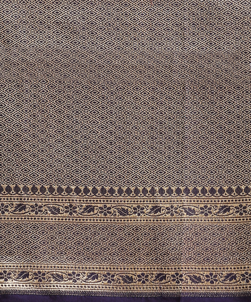 Handloom_Ink_Blue_Pure_Katan_Silk_Jangla_Banarasi_Saree_With_Gold_And_Silver_Zari_And_Red_Meenakari_WeaverStory_05