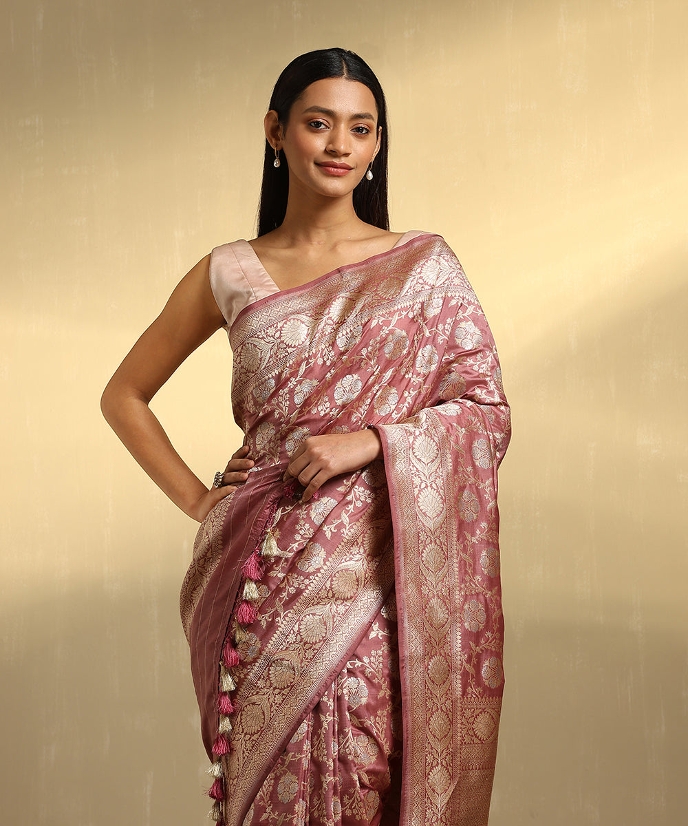 Handloom_Old_Rose_Pure_Katan_Silk_Jangla_Banarasi_Saree_With_Silver_Zari_Meenakari_WeaverStory_02