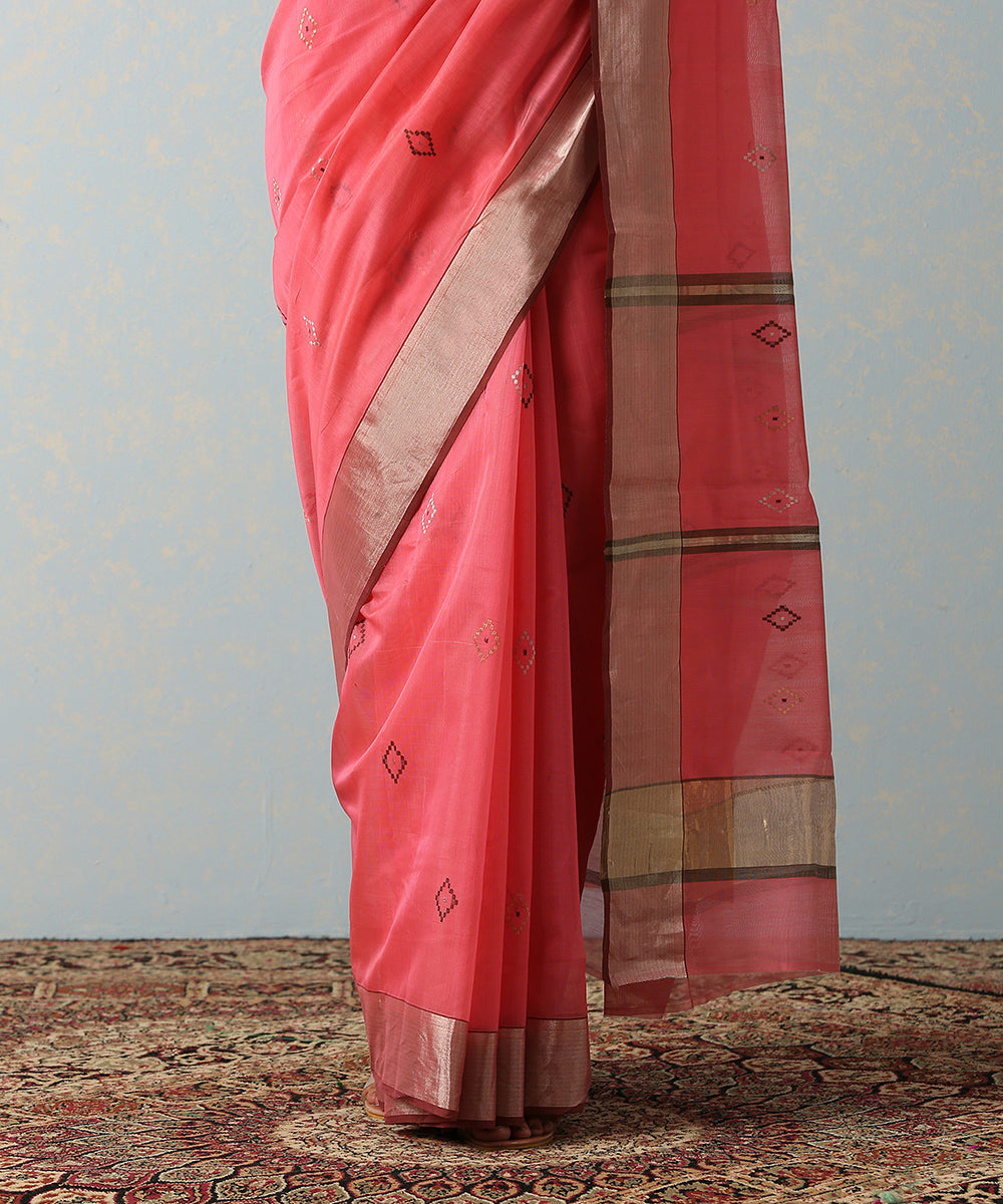 Pink_Handloom_Cotton_Silk_Chanderi_Saree_With_Diamond_Motifs_WeaverStory_04