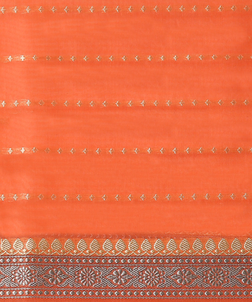Handloom_Orange_Kora_Silk_Banarasi_Saree_With_Kadhwa_Border_WeaverStory_05