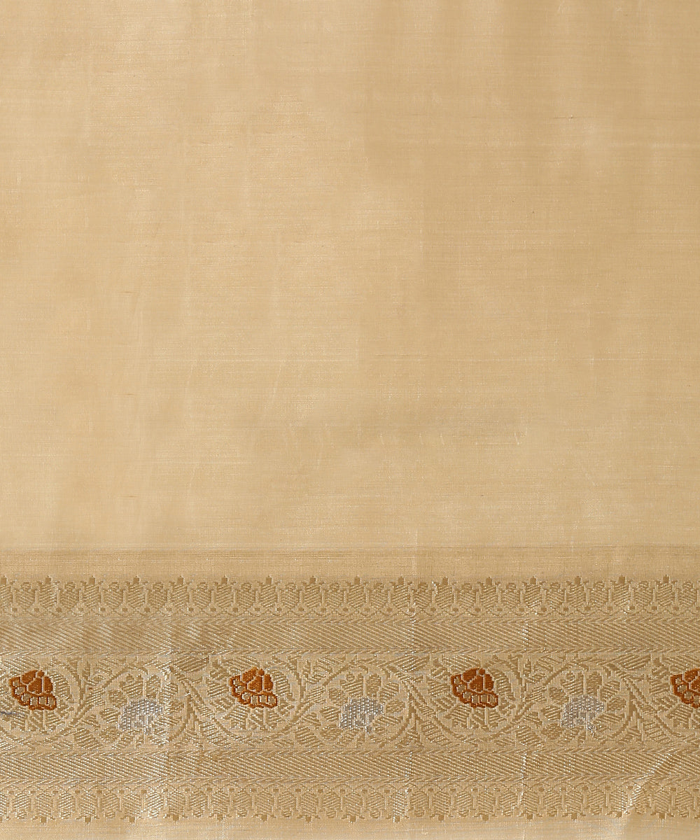 Beige_Handloom_Kora_Cotton_Banarasi_Saree_With_Brown_Meenakari_WeaverStory_05