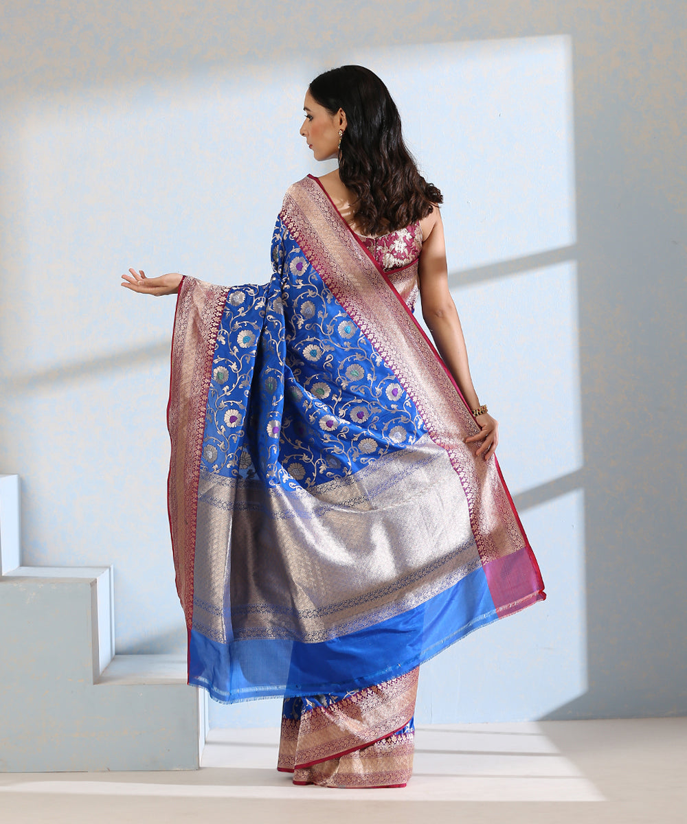 Royal_Blue_Handloom_Pure_Katan_Silk_Banarasi_Saree_With_Maroon_Border_WeaverStory_03