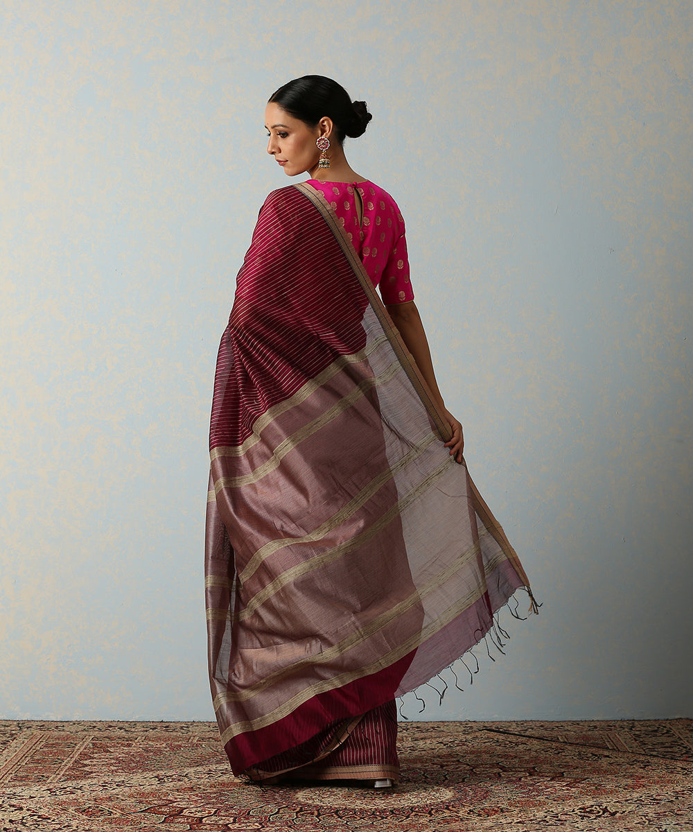 Wine_Handloom_Stripes_Maheshwari_Saree_WeaverStory_03