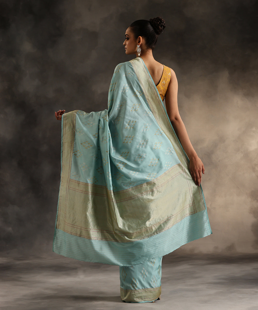 Blue_Handloom_Pure_Katan_Silk_Ektara_Jamdani_Banarasi_Saree_WeaverStory_03