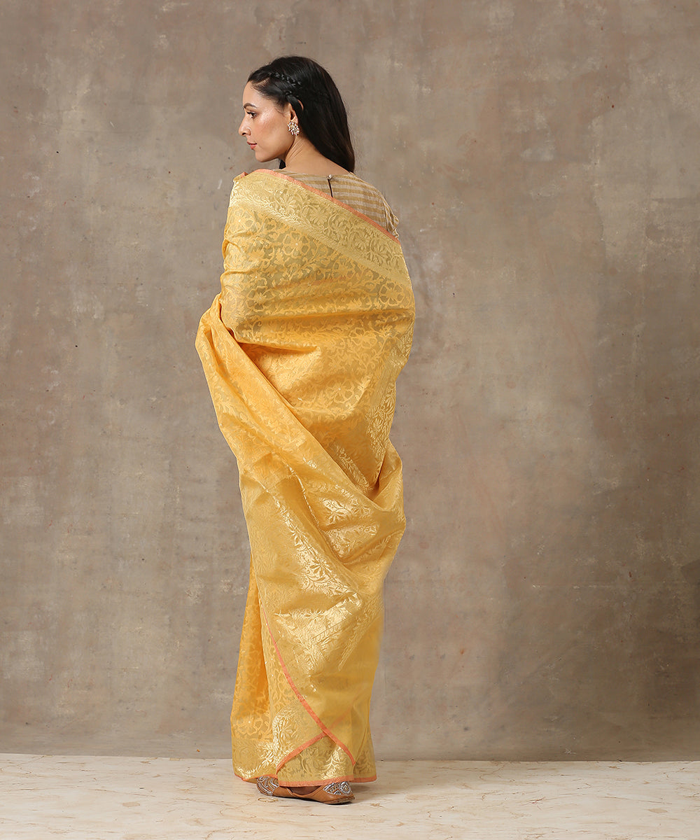 Handloom_Yellow_Kora_Cotton_Banarasi_Saree_with_All_Over_Jaal_WeaverStory_03
