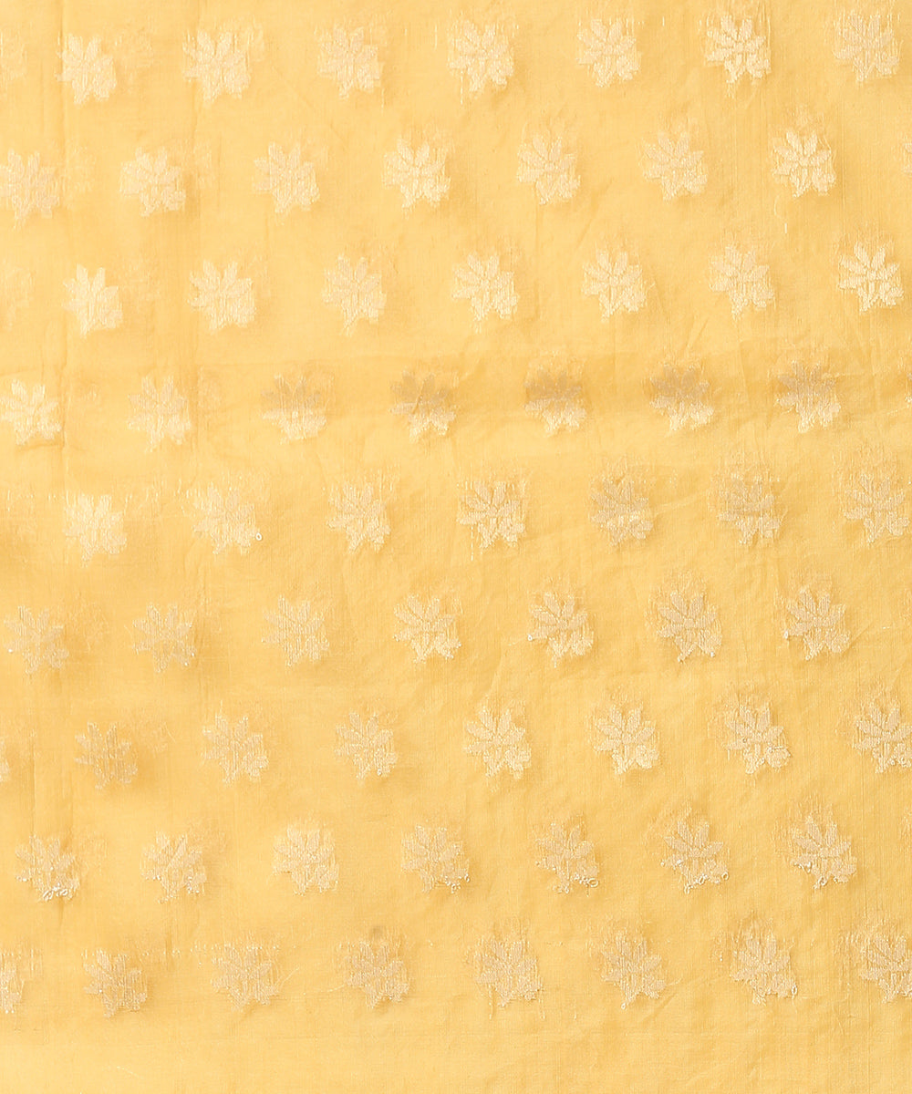 Handloom_Yellow_Kora_Cotton_Banarasi_Saree_with_All_Over_Jaal_WeaverStory_05
