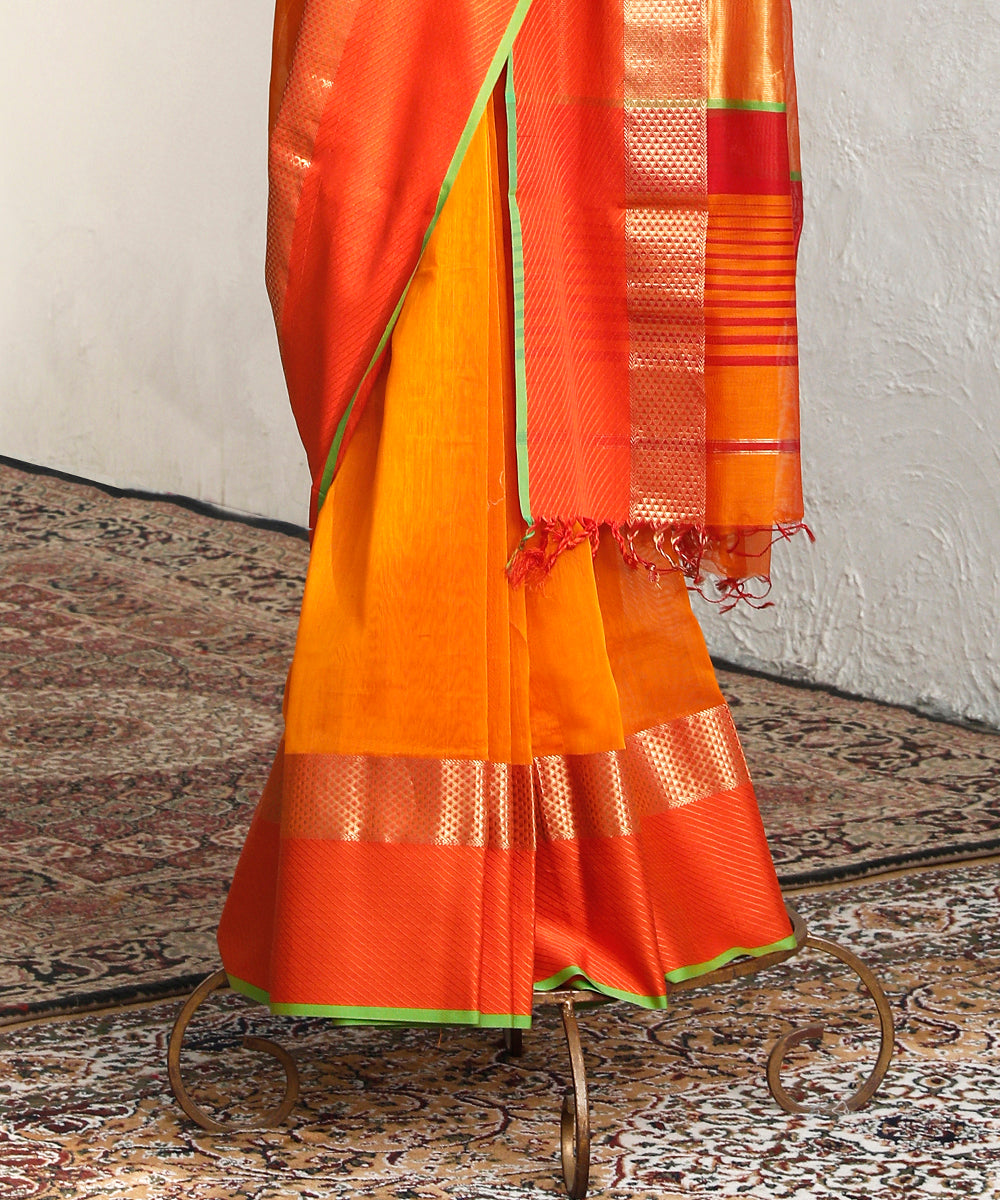 Orange_And_Mustard_Handloom_Pure_Cotton_Maheshwari_Saree_WeaverStory_03