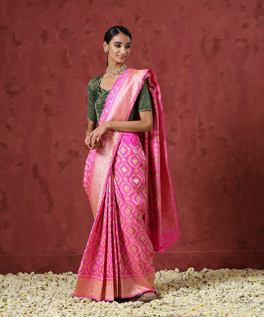 Handloom_Pink_Pure_Katan_Silk_Banarasi_Saree_with_Kadhwa_Jaal_WeaverStory_02