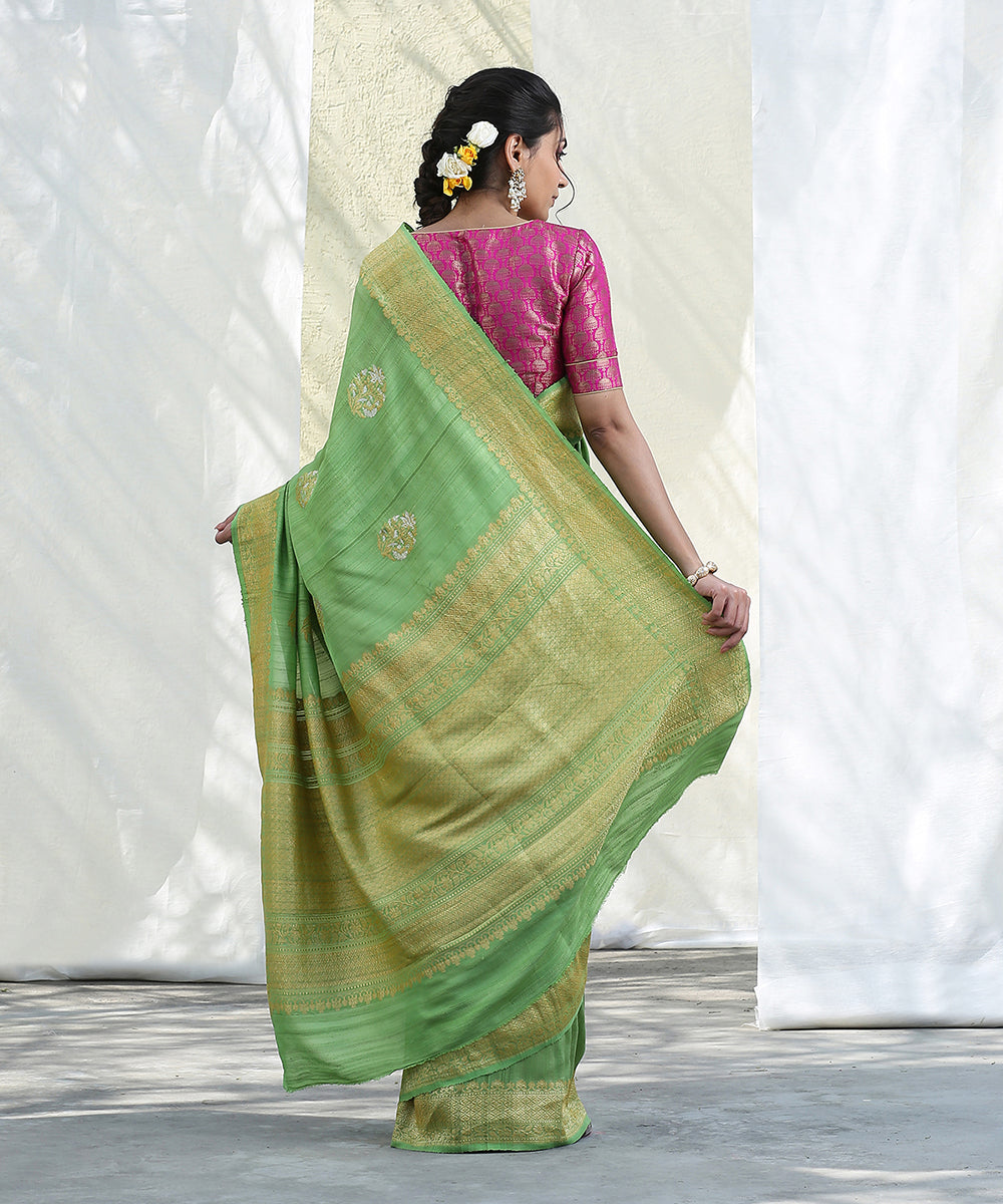 Light_Green_Handloom_Tussar_Georgette_Banarasi_Saree_with_Kadhwa_Booti_WeaverStory_03
