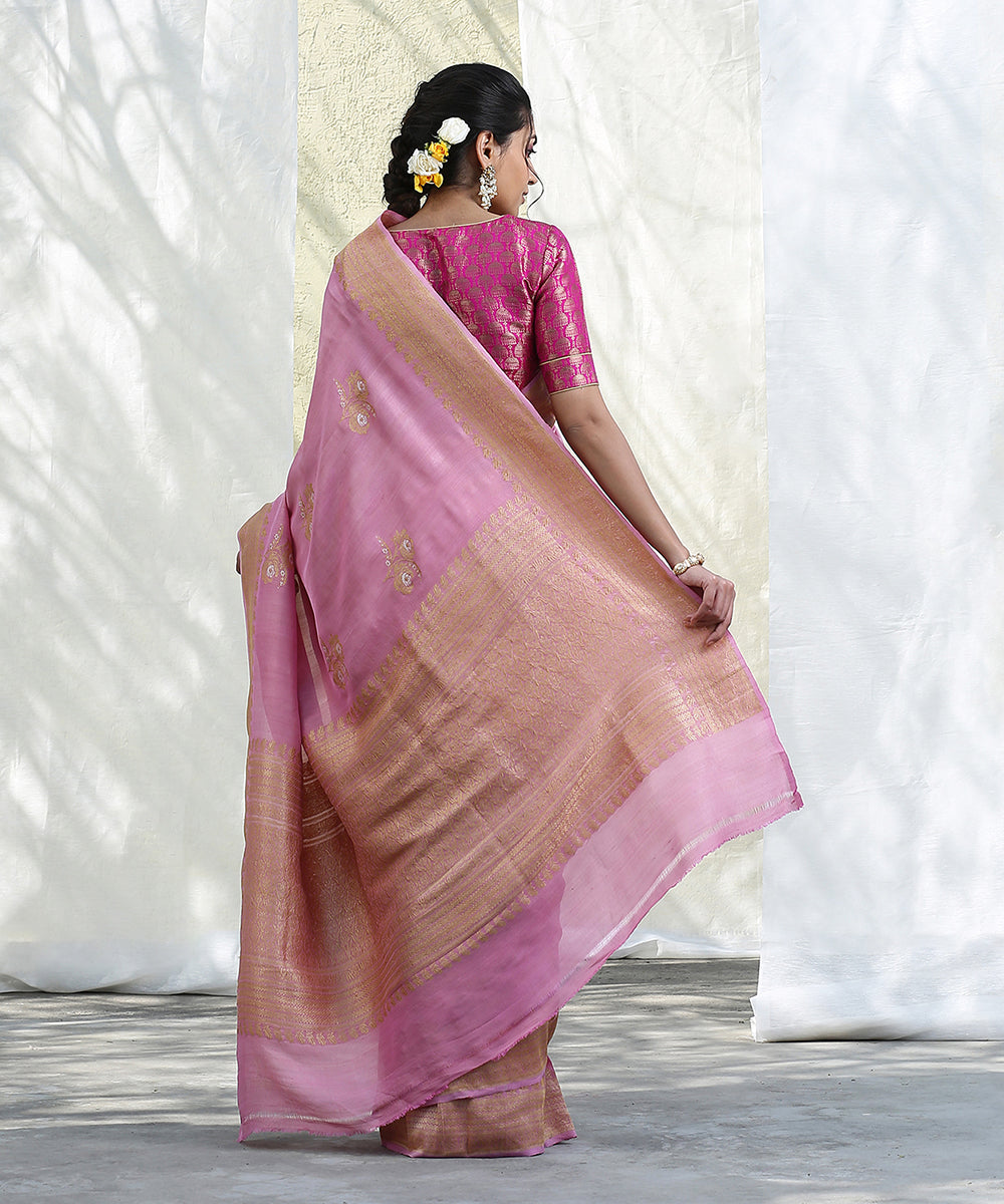 Handloom_Light_Pink_Tussar_Georgette_Banarasi_Saree_with_Kadhwa_Booti_WeaverStory_03