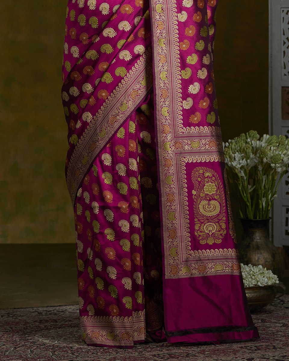 Purple_Handloom_Ambi_Booti_Baluchari_Saree_with_Multicolor_Paisley_Border_WeaverStory_04