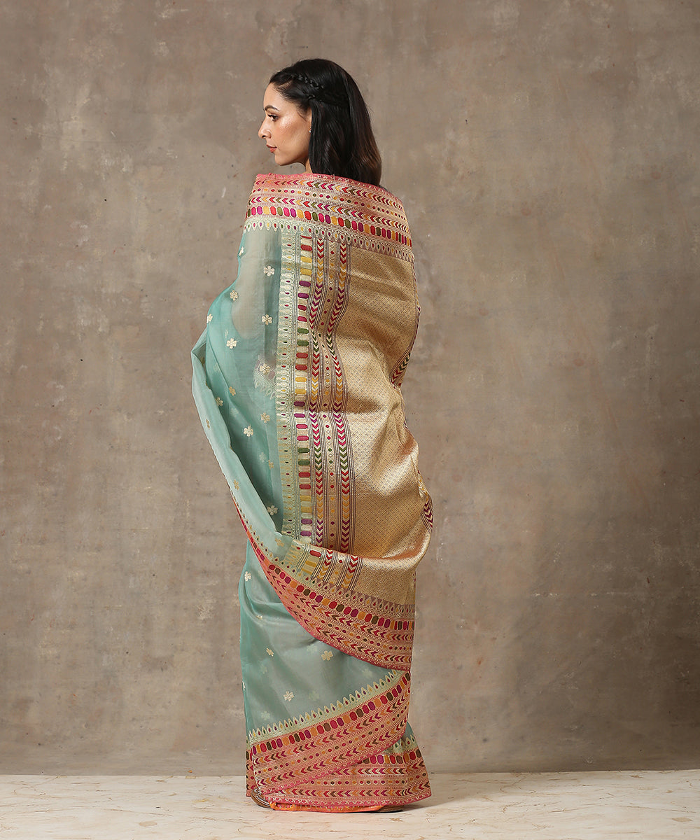 Aqua_Blue_Handloom_Kora_Silk_Banarasi_Saree_With_Meenakari_Kadhwa_Border_WeaverStory_03