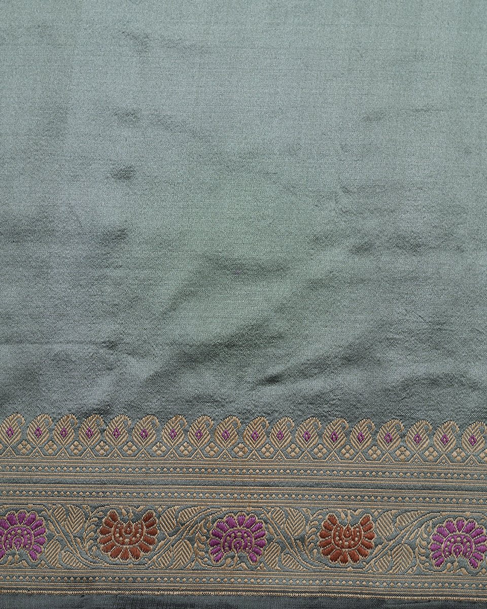 Pista_and_Black_Handloom_Baluchari_Saree_with_Small_Floral_Booti_WeaverStory_05