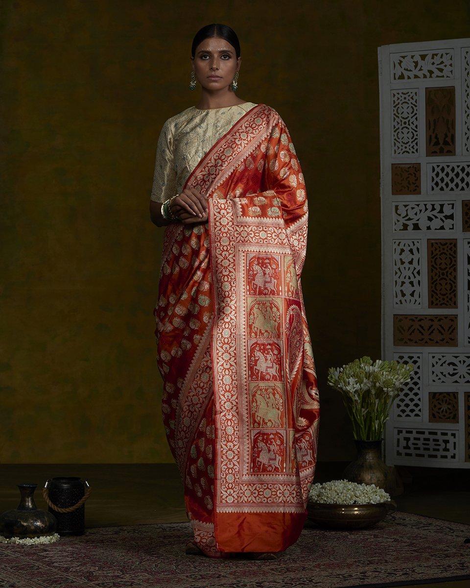 Rust_Handloom_Banarasi_Baluchari_Saree_with_Elephant_Pallu_WeaverStory_02