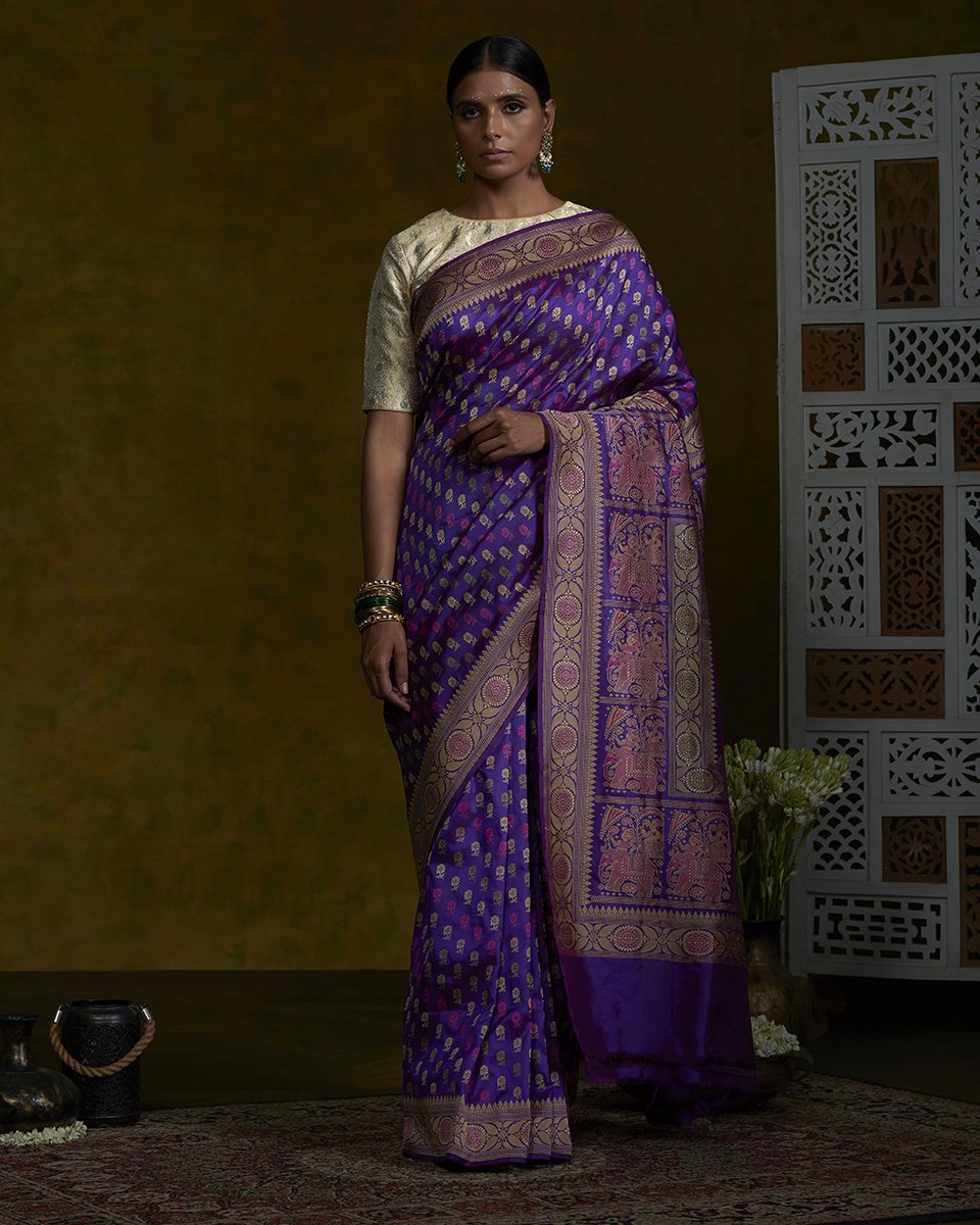 Handllom_Purple_Baluchari_Banarasi_Saree_WeaverStory_02