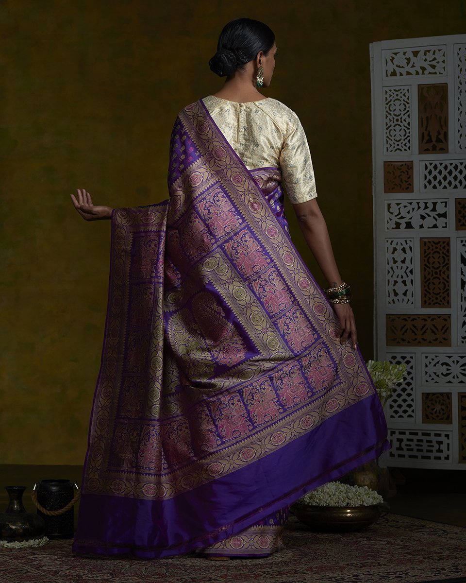 Handllom_Purple_Baluchari_Banarasi_Saree_WeaverStory_03