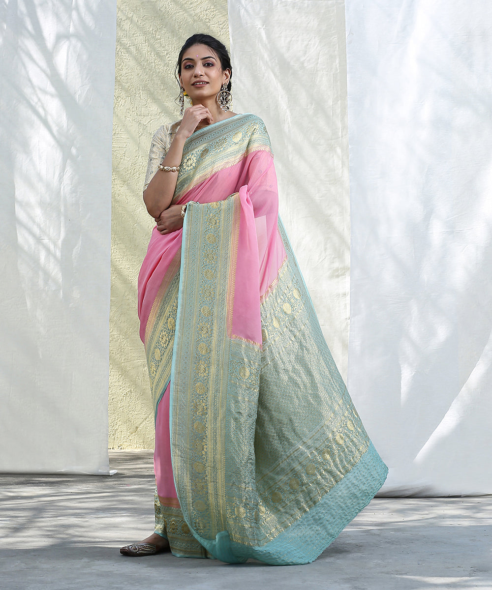 Baby_Pink_Handloom_Georgette_Banarasi_Saree_With_Border_with_Kadhwa_Border_WeaverStory_02