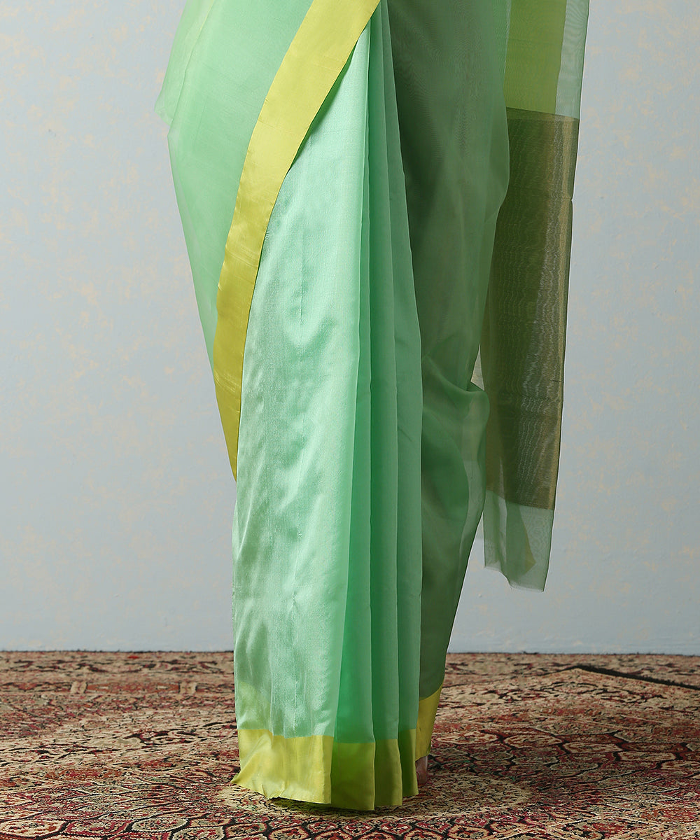 Handloom_Green_Organza_And_Dupion_Silk_Chanderi_Saree_With_Yellow_Border_WeaverStory_04