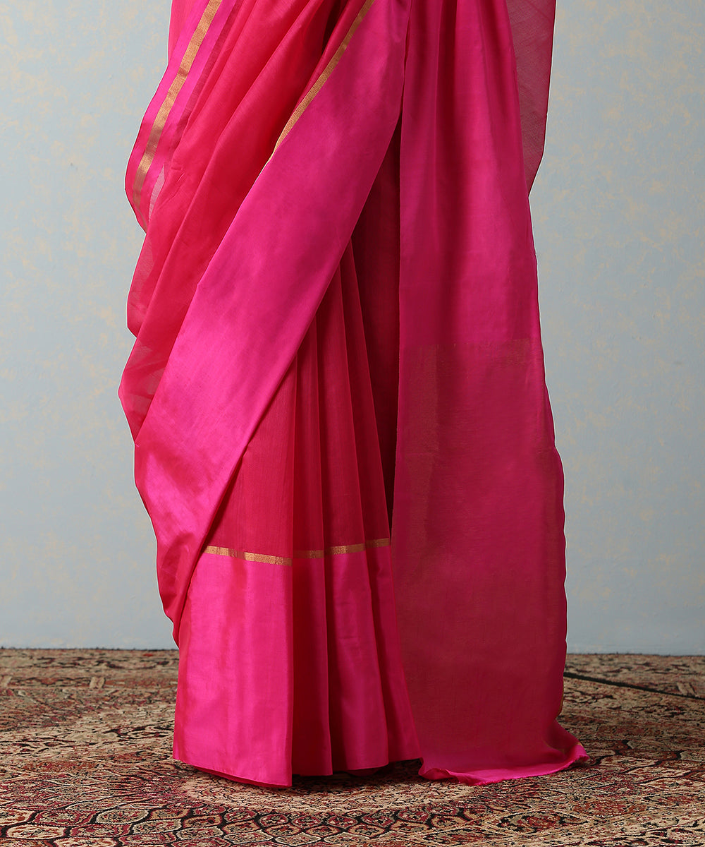 Handloom_Pink_Cotton_Chanderi_Saree_With_11_Inches_Border_WeaverStory_04