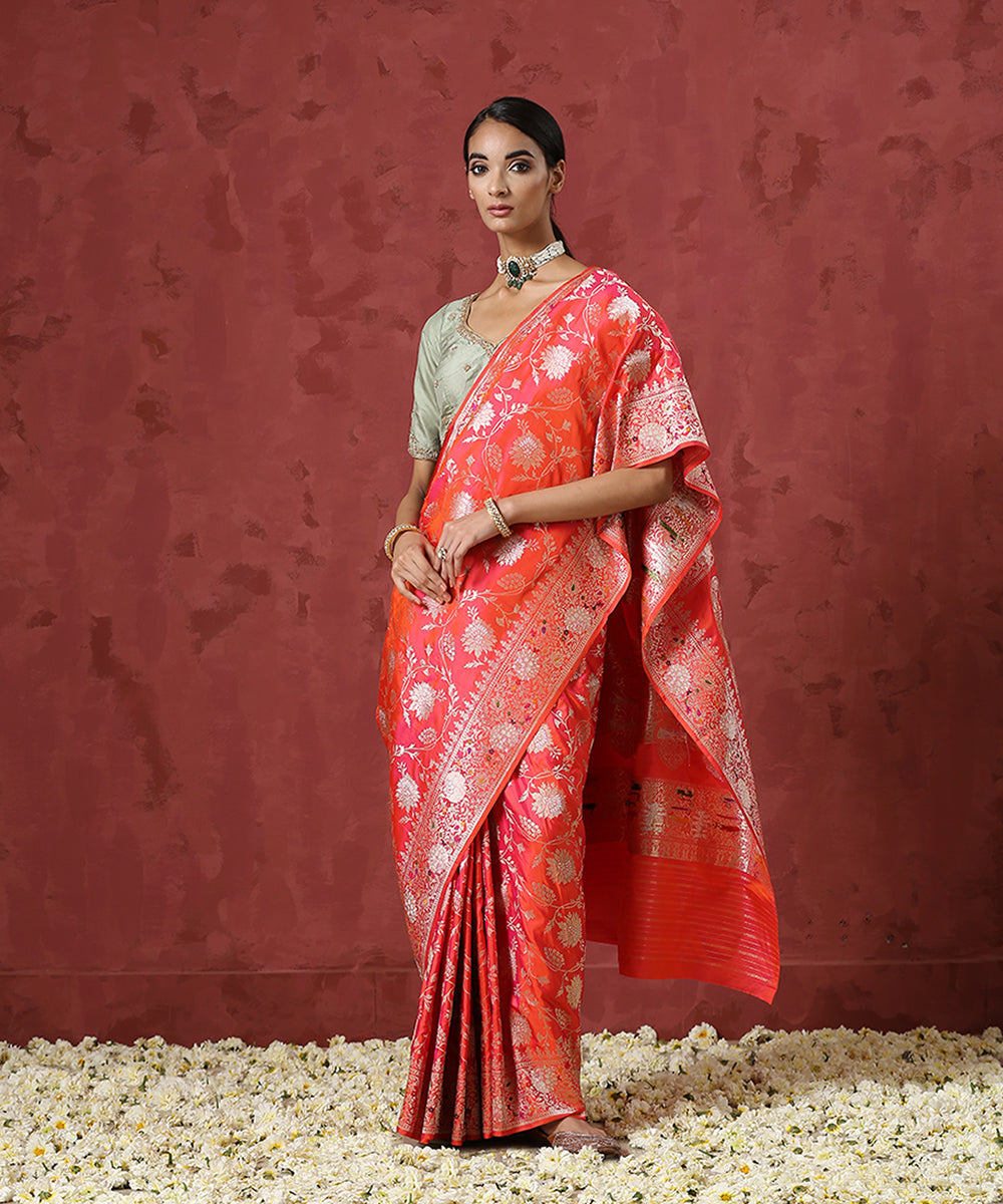 Handloom_Peach_Pure_Katan_Silk_Banarasi_Saree_with_Meenakari_Jangla_Design_WeaverStory_02