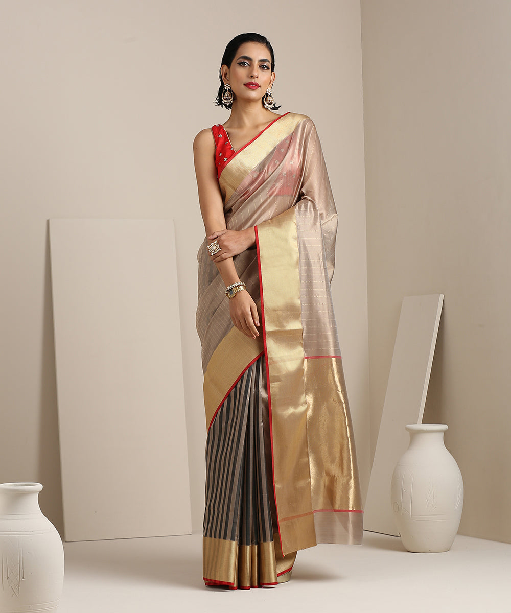 Grey_Handloom_Striped_Silk_Chanderi_Saree_with_Red_Selvedge_WeaverStory_02