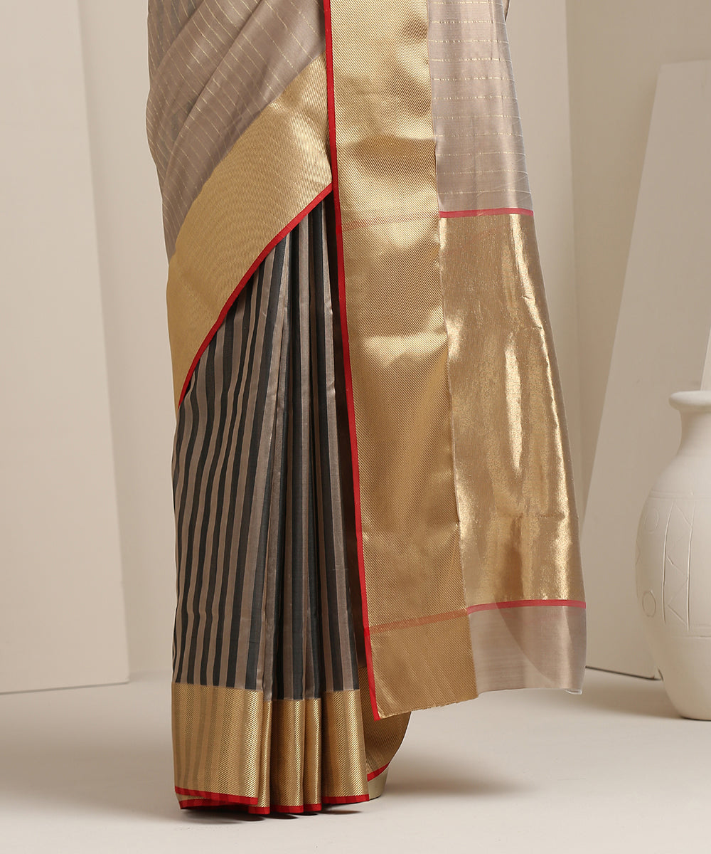 Grey_Handloom_Striped_Silk_Chanderi_Saree_with_Red_Selvedge_WeaverStory_04