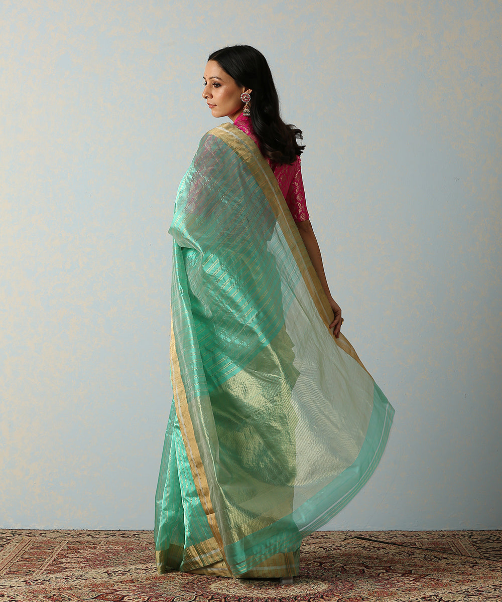 Green_Handloom_Striped_Chanderi_Silk_Saree_With_Eknaliya_Weave_WeaverStory_03