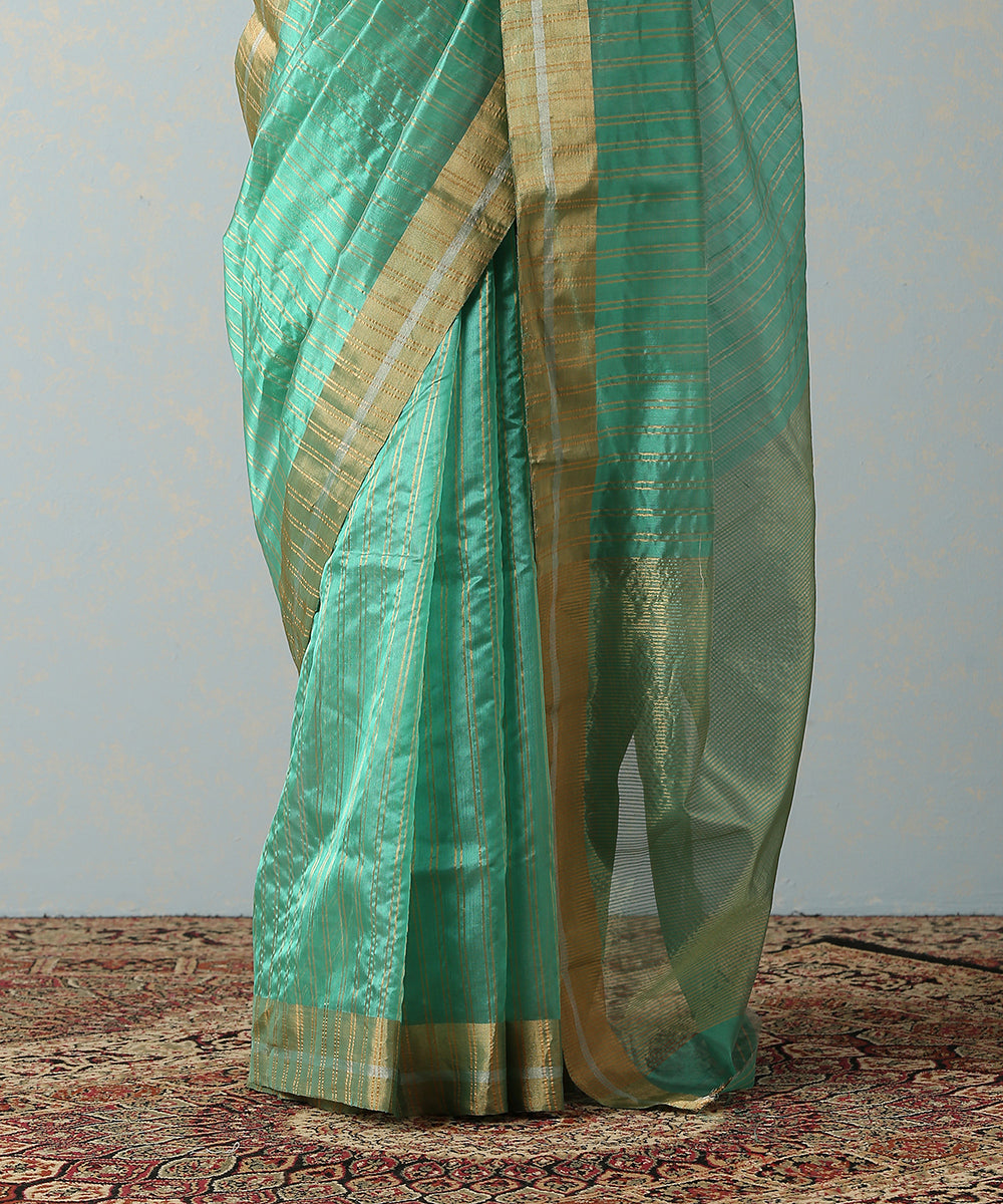 Green_Handloom_Striped_Chanderi_Silk_Saree_With_Eknaliya_Weave_WeaverStory_04