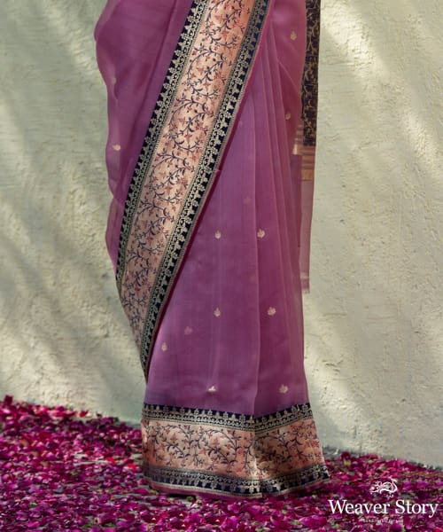 Mauve_Handloom_Kora_Silk_Banarasi_saree_With_Multicolor_Kadhwa_Meenakari_Border_WeaverStory_03