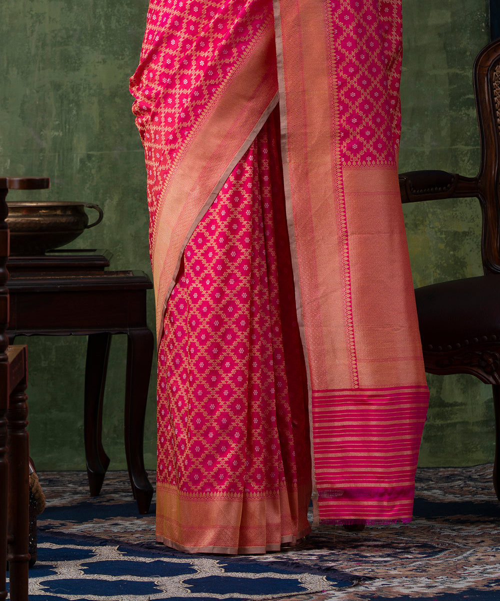 Handloom_Pink_Pure_Katan_Silk_Banarasi_Saree_with_Jaal_WeaverStory_04