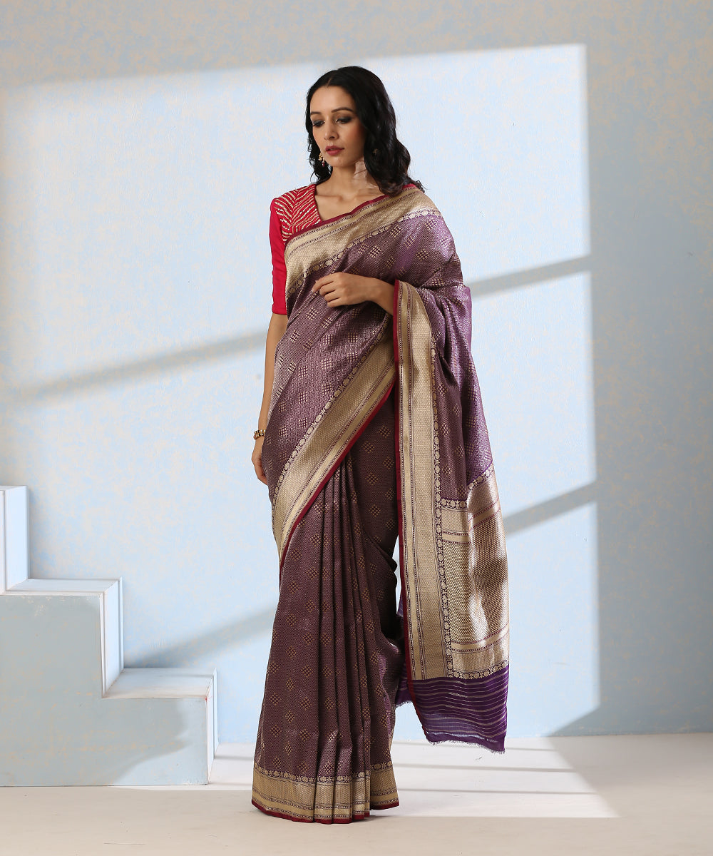 Handloom_Purple_Zari_Tanchoi_Pure_Katan_Silk_Banarasi_Saree_With_Diamond_Motifs_WeaverStory_02