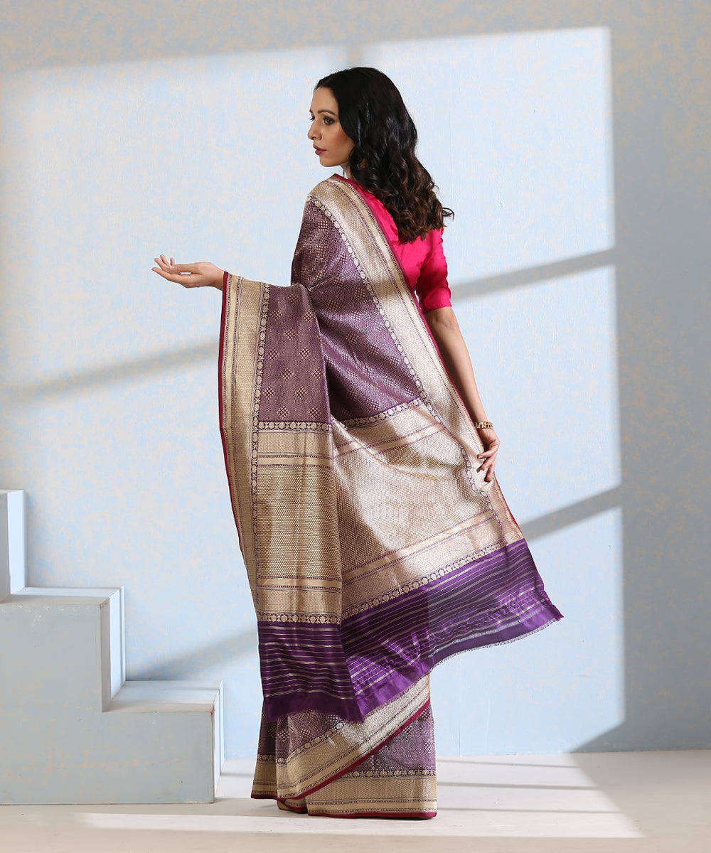 Handloom_Purple_Zari_Tanchoi_Pure_Katan_Silk_Banarasi_Saree_With_Diamond_Motifs_WeaverStory_03