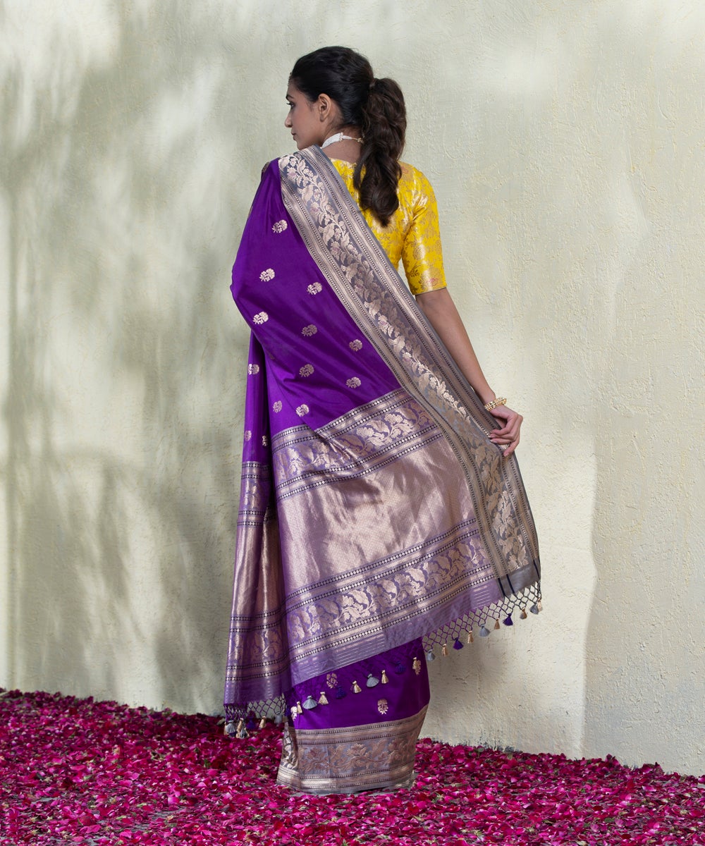 Handloom_Purple_Banarasi_Saree_With_Grey_Satin_Border_WeaverStory_03