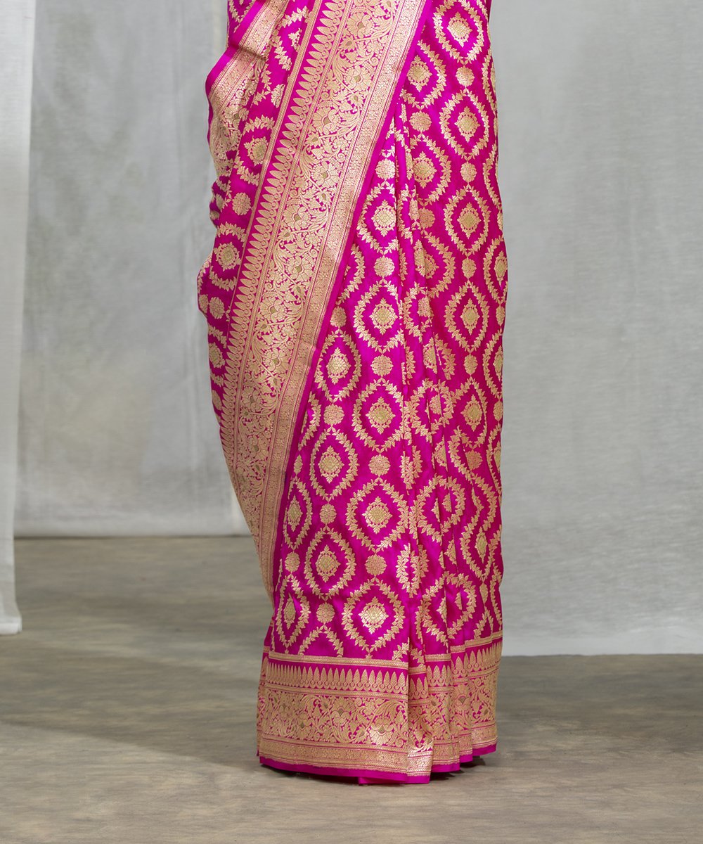 Handwoven_Pink_Kadhwa_Jangla_Saree_with_Fine_Meenakari_WeaverStory_04