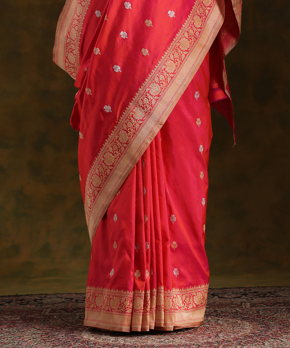Handloom_Pink_Pure_Katan_Silk_Banarasi_Saree_with_Kadhwa_Booti_WeaverStory_04