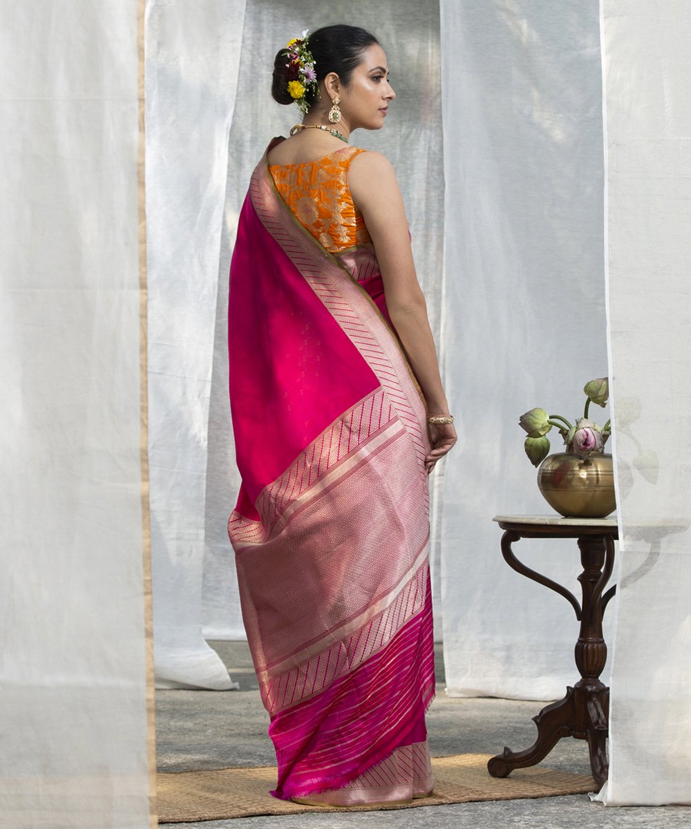 Berry_Pink_Handloom_Plain_Banarasi_Saree_With_Aada_Border_WeaverStory_03