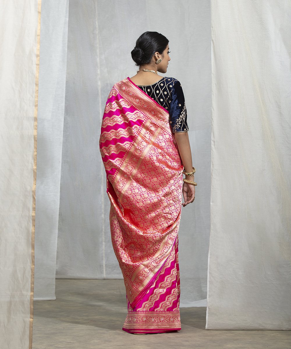 Hot_Pink_Handloom_Katan_Silk_Banarasi_Aada_Jangla_Saree_WeaverStory_03