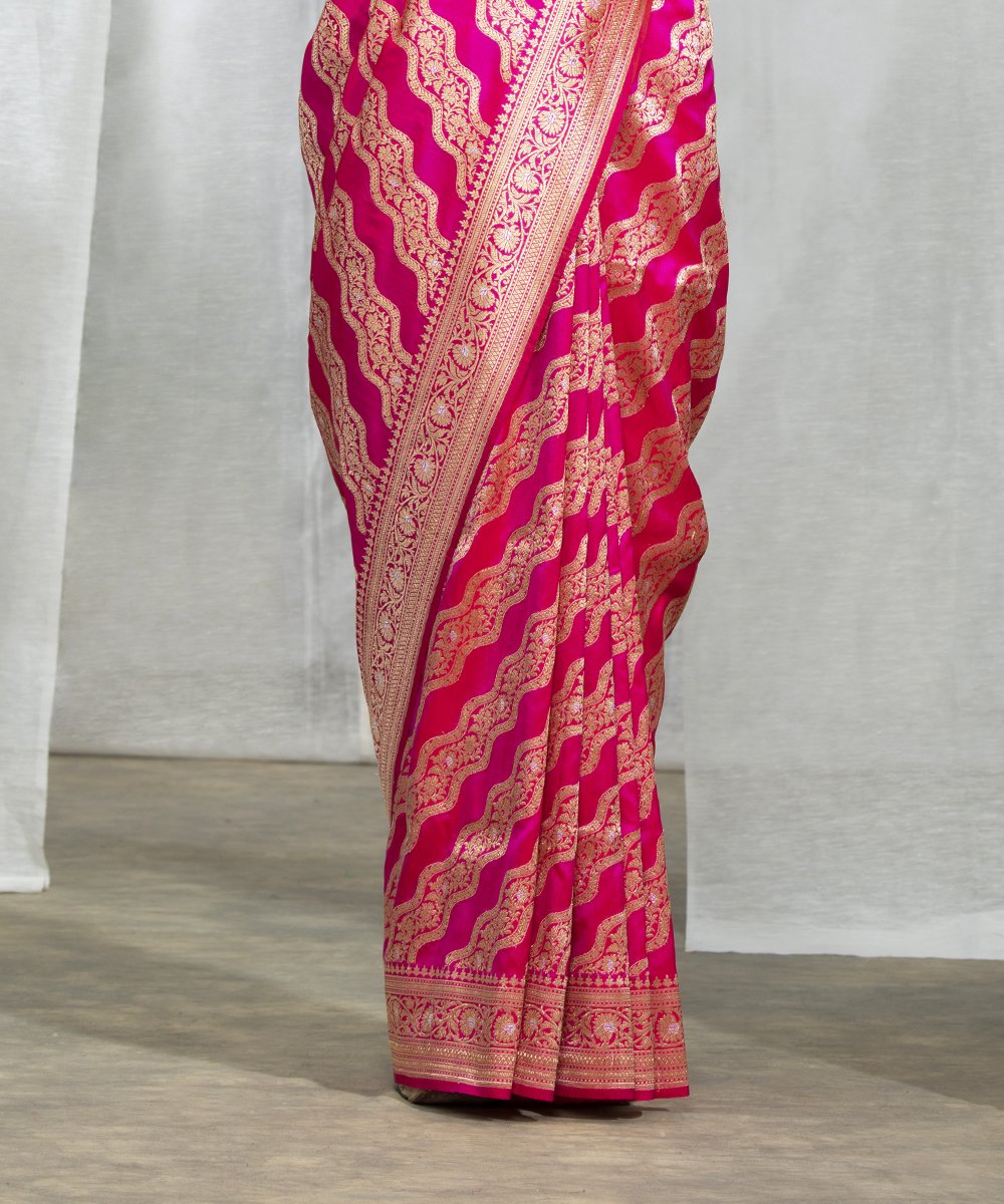 Hot_Pink_Handloom_Katan_Silk_Banarasi_Aada_Jangla_Saree_WeaverStory_04