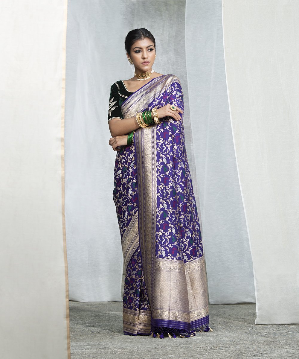 Purple_Banarasi_Handloom_Pure_Katan_Silk_Kadhwa_Meenakari_Shikargah_Saree_WeaverStory_02